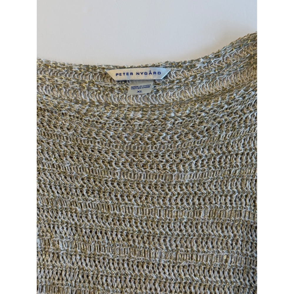 Peter Nygard Metallic Knit Tunic Sweater Gold Silver Long Sleeve XL - Picture 6 of 6